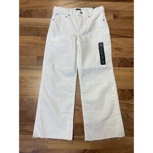 J.Crew Petite Wide Leg Cropped Jean All Day Stretch White Stretch US 25 P NWT~~